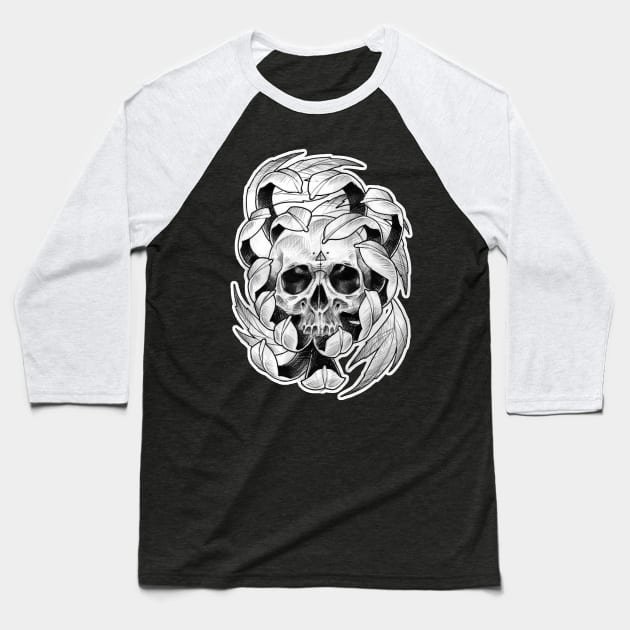 Flower skull Baseball T-Shirt by IrisTB
